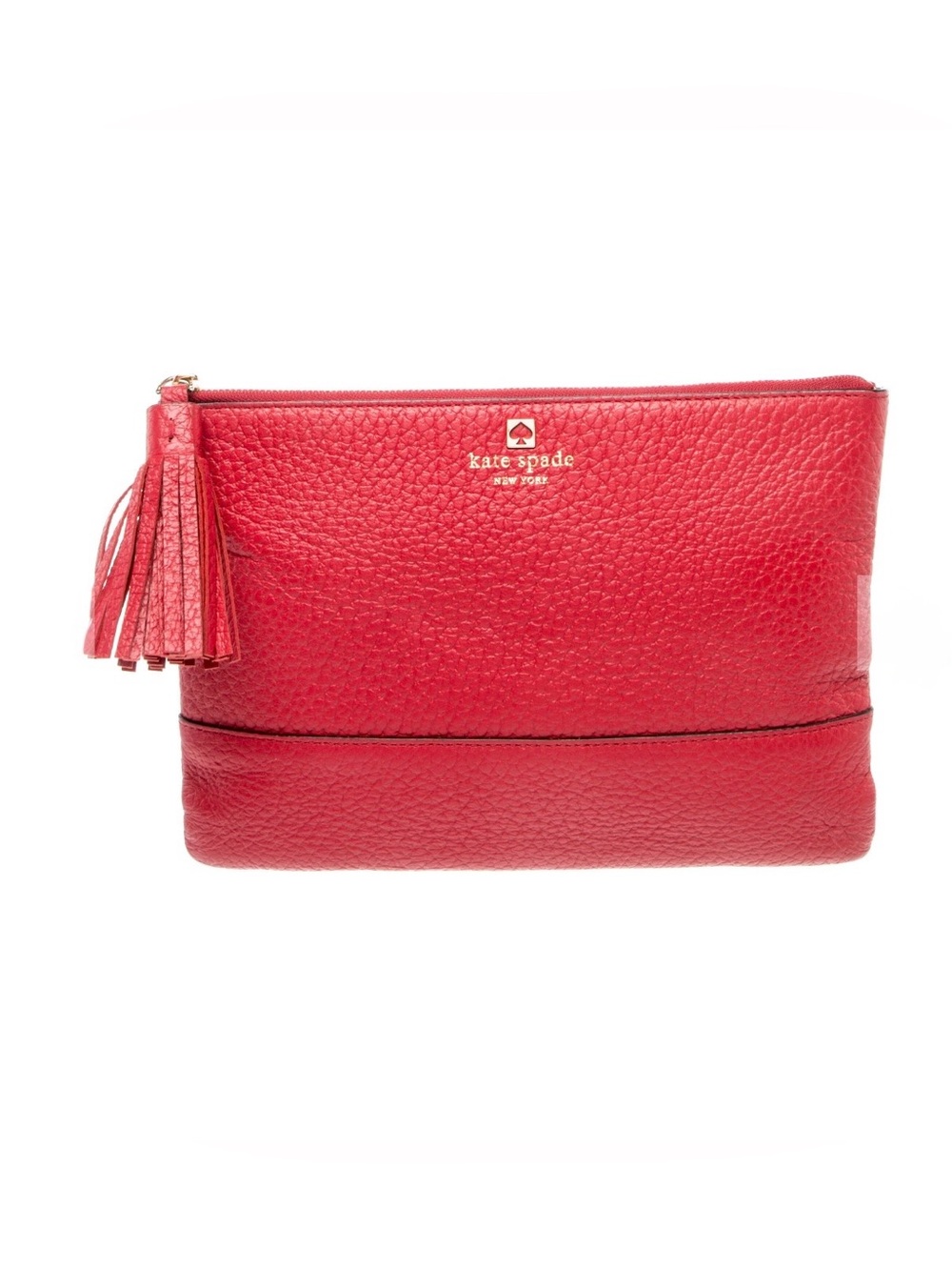 kate spade new york red pebbled leather clutch